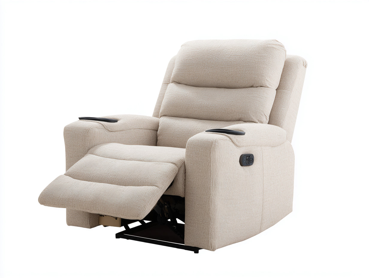 Sillones reclinables tela 108x98x102 cm - beige - diseño con reposapiés