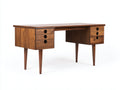 Mesas de oficina de madera 140x60x76 cm - marrón nogal - diseño clásico para despacho
