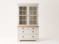 Vitrina de madera y vidrio 100x40x190 cm - blanco-marrón - estilo clásico con cajones