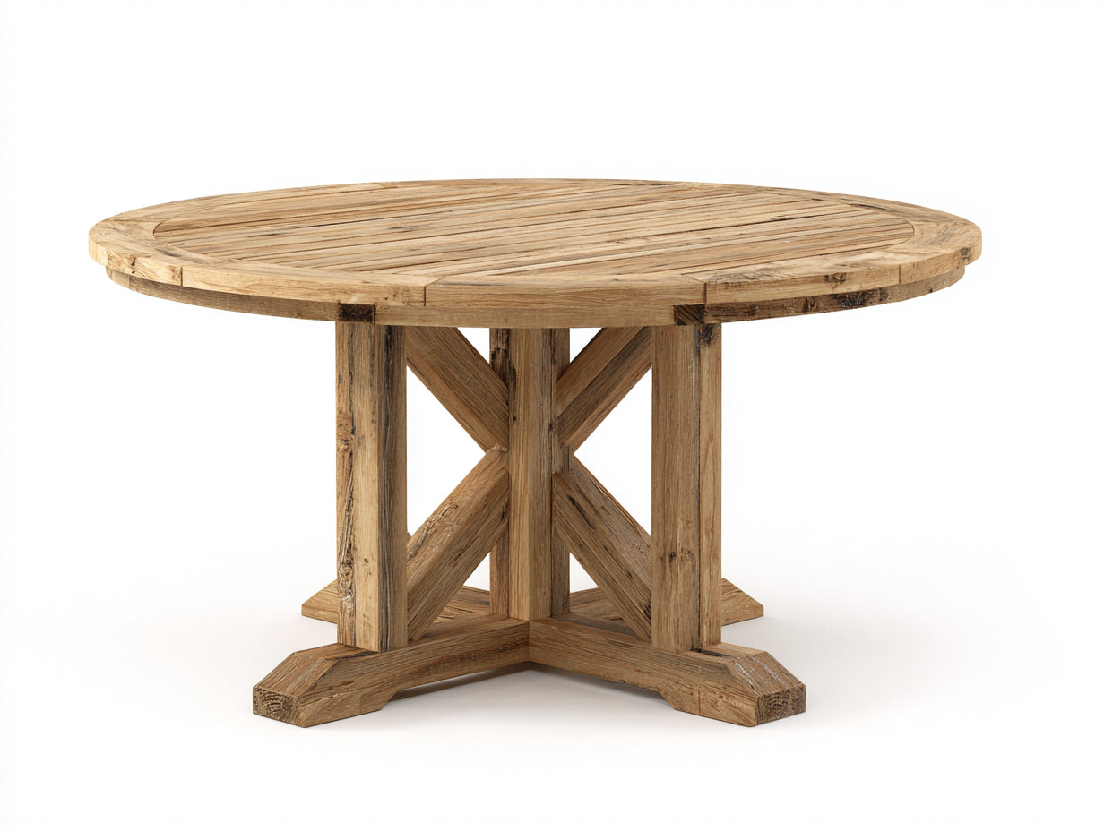 Mesas de jardín 120x120x75 cm - madera natural para exterior - estilo rústico con tablero redondo