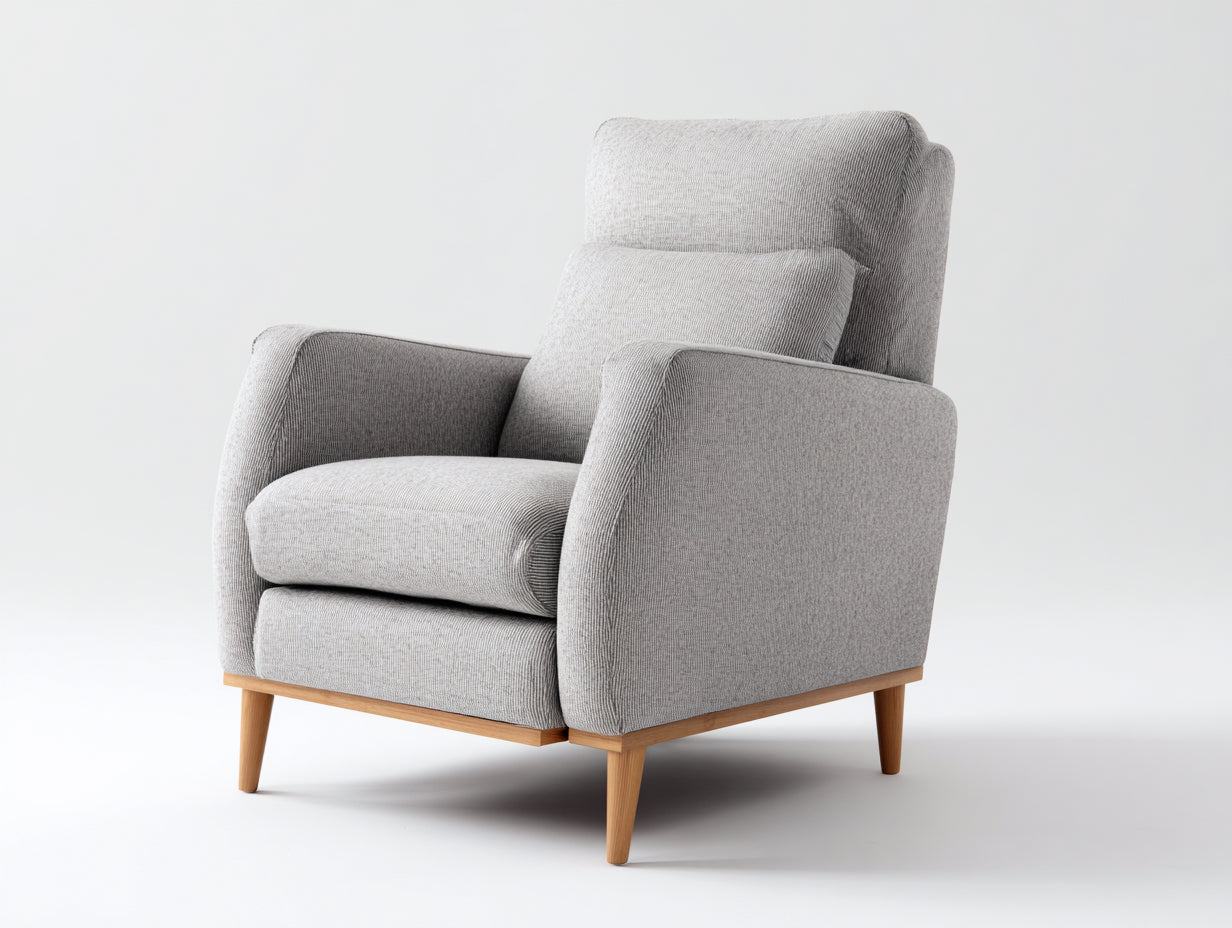 Sillones reclinables 78x88x105 cm - tela gris y madera marrón - estilo moderno para salón