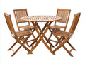 Conjuntos de comedor de jardín 100x100x75 cm - madera marrón - estilo natural con 4 sillas plegables