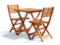 Conjuntos de comedor de jardín 70x70x74 cm - madera marrón para exterior - estilo natural con 2 sillas plegables