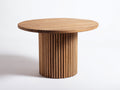 Mesas de jardín de madera 115x115x75 cm - madera natural - diseño redondo con base cilíndrica