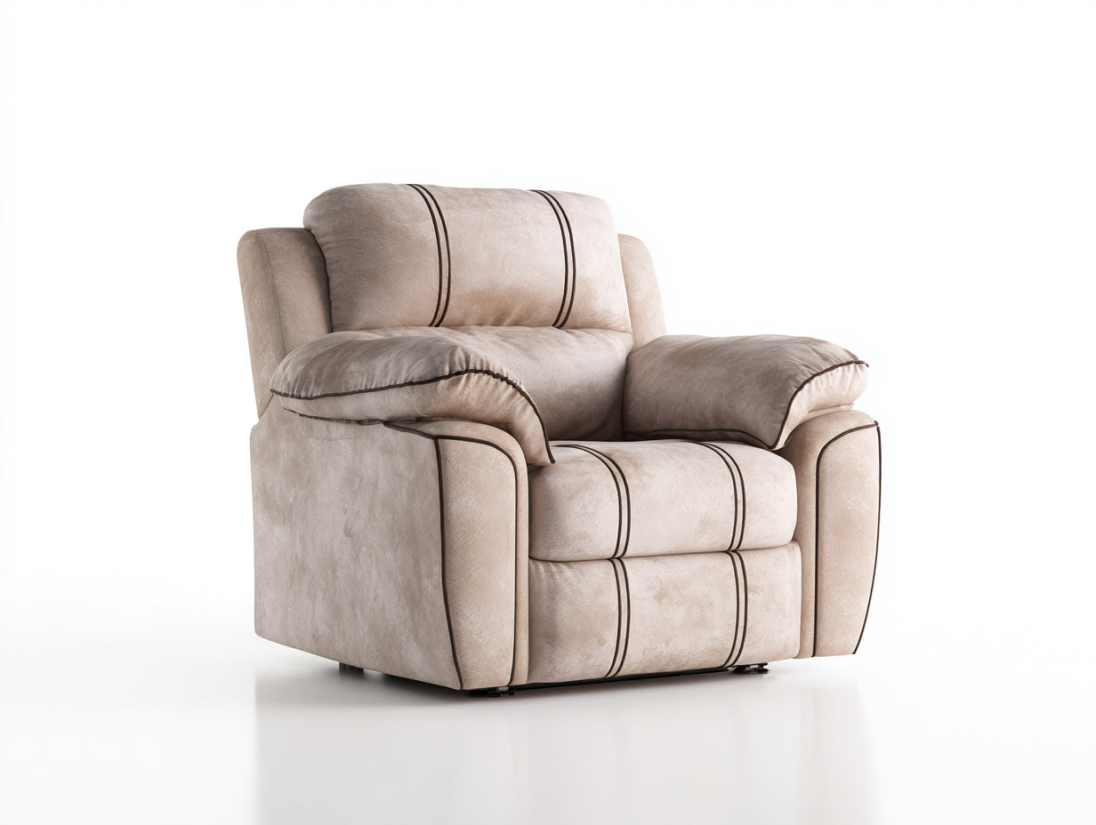 Sillones reclinables tela 105x95x100 cm - beige - diseño acolchado