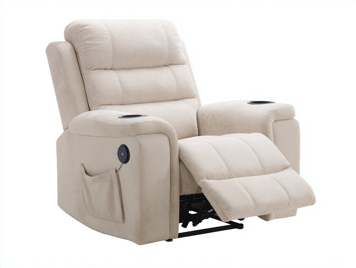Sillones reclinables 94x90x102 cm - tapizado beige con portavasos - estilo moderno para salón