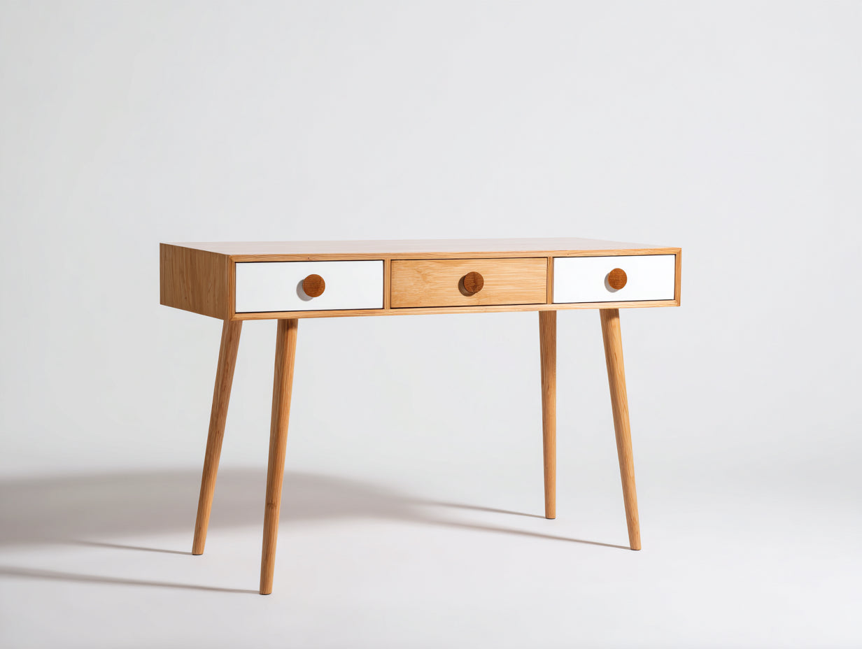 Mesas de oficina madera y MDF 110x50x78 cm - blanco-roble - estilo nórdico