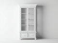 Vitrina 85x38x185 cm - madera y vidrio blanco - estilo clásico para salón