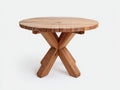 Mesas de jardín de madera 125x125x77 cm - madera natural - diseño redondo con base cruzada