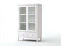 Vitrina de madera 90x40x180 cm - blanco - para salón y comedor con puertas de cristal