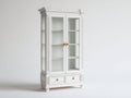 Vitrina 90x40x190 cm - madera y vidrio templado blanco-dorado - estilo clásico para salón