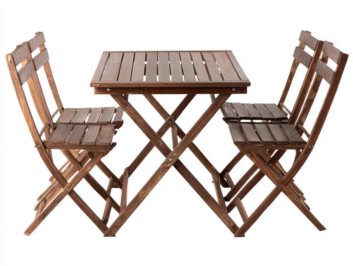 Conjuntos de comedor de jardín madera 70x70x75 cm - marrón - diseño plegable
