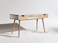 Mesas de oficina 125x55x75 cm - madera natural y blanco con 2 cajones - estilo nórdico para despacho