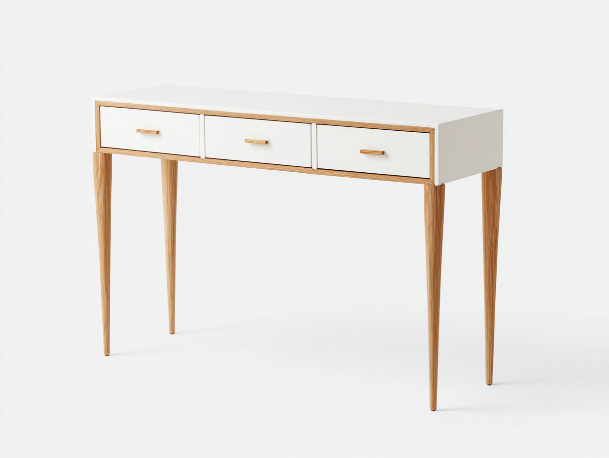 Mesas de oficina 120x45x78 cm - madera blanco-marrón - estilo nórdico con 3 cajones