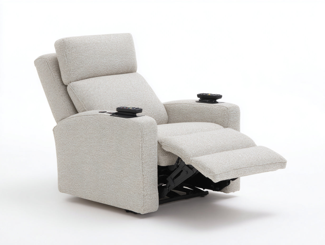 Sillones reclinables tela 95x90x105 cm - beige - diseño eléctrico con reposapiés