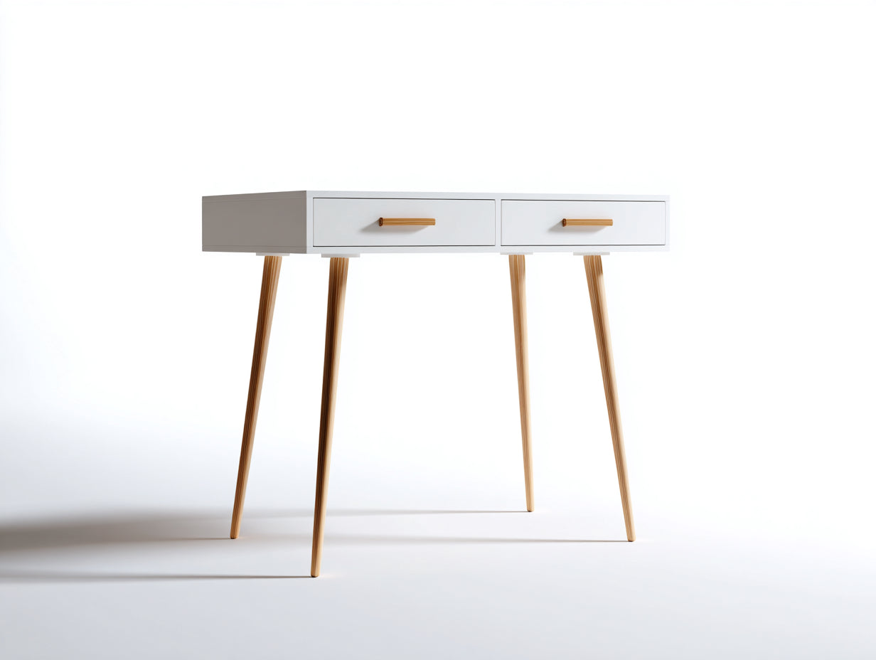 Mesas de oficina de madera 110x45x78 cm - blanco y madera natural - diseño nórdico para despacho