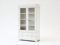 Vitrina de madera técnica 105x42x198 cm - blanco cálido - estilo clásico para salón