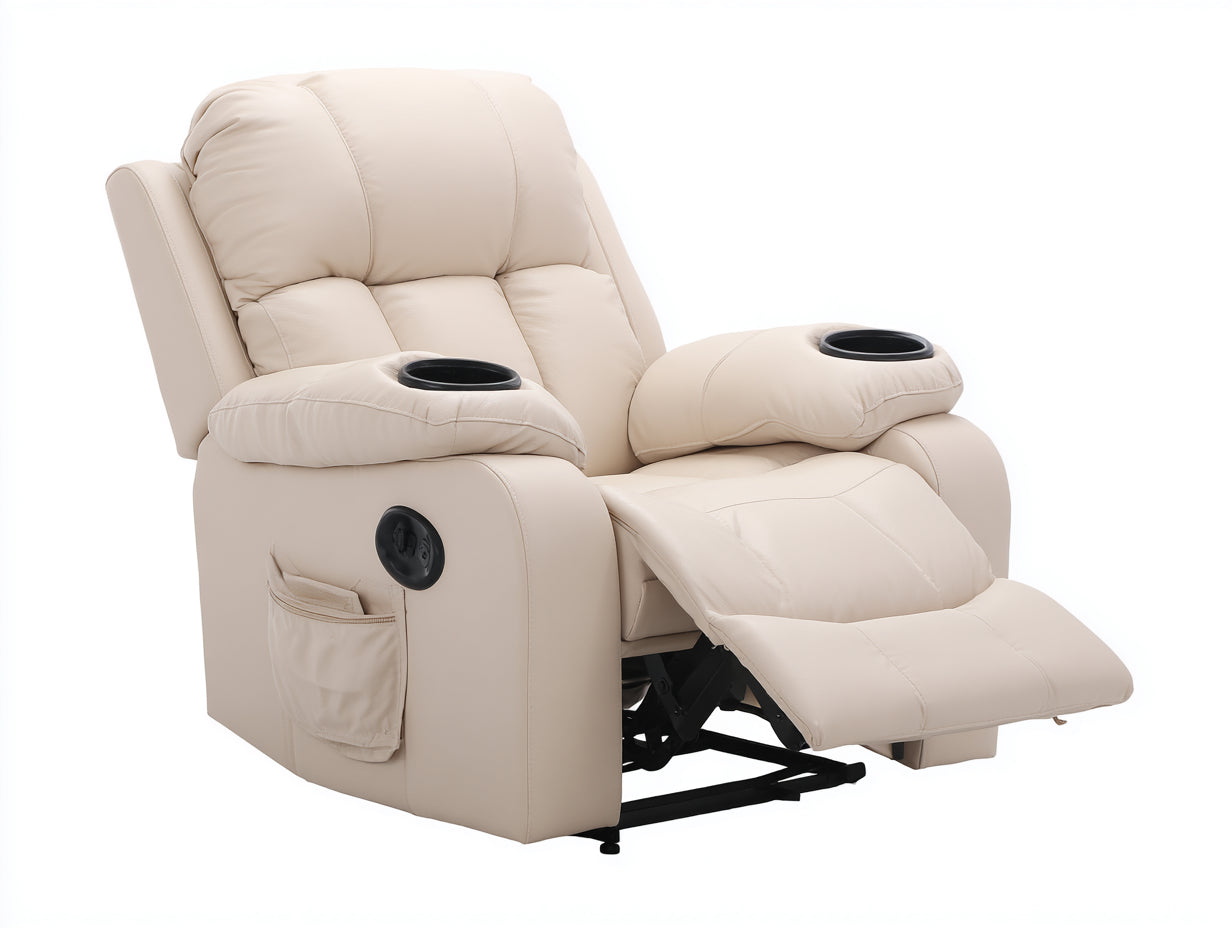 Sillones reclinables 95x92x103 cm - tapizado beige con portavasos - estilo moderno para salón