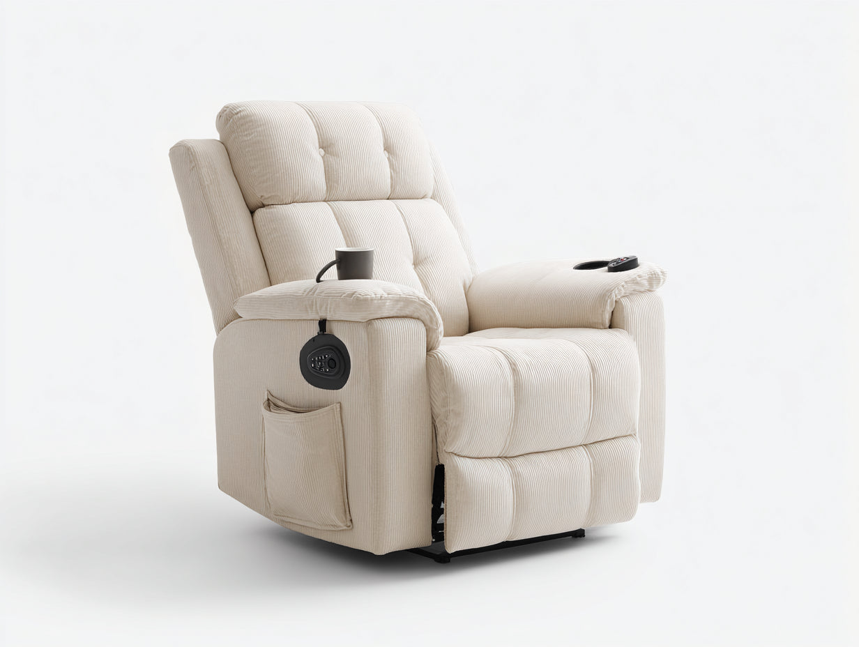Sillones reclinables tela 92x88x104 cm - beige - diseño eléctrico con reposapiés
