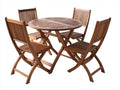 Conjuntos de comedor de jardín de madera 120x120x75 cm - marrón natural - mesa redonda con sillas plegables