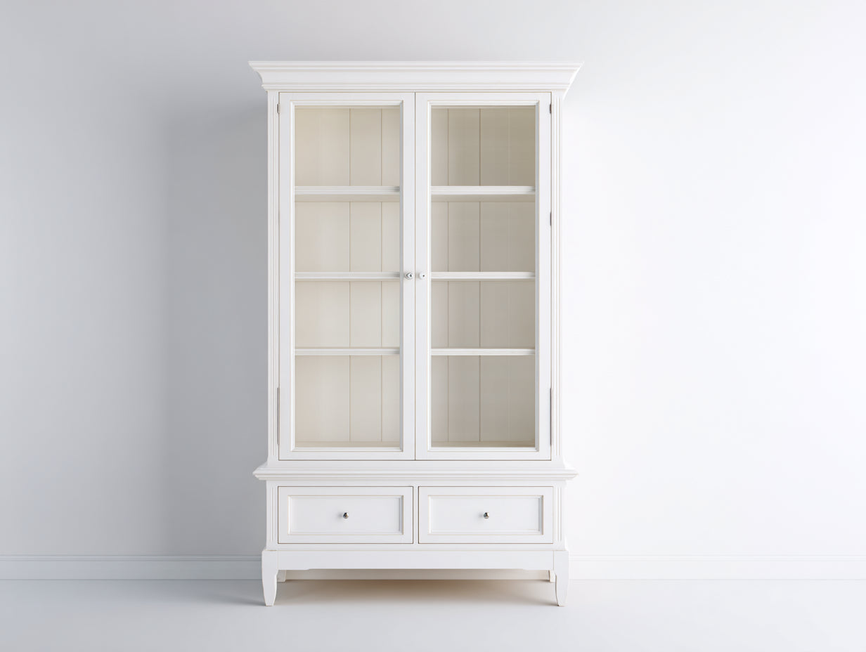 Vitrina madera y cristal 102x45x188 cm - blanco - estilo clásico
