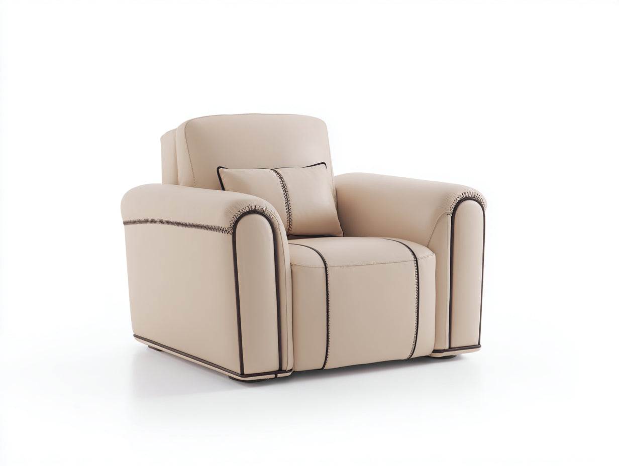 Sillones reclinables de cuero sintético 108x96x92 cm - beige - diseño clásico para salón